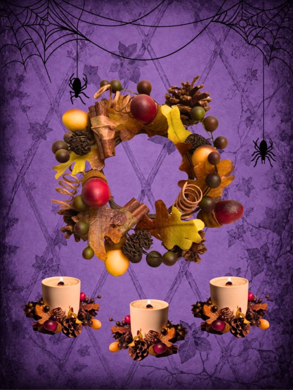 Woodland Whispers 🍃🧚‍♂️ Fall & Thanksgiving Candle Decor Set of 4